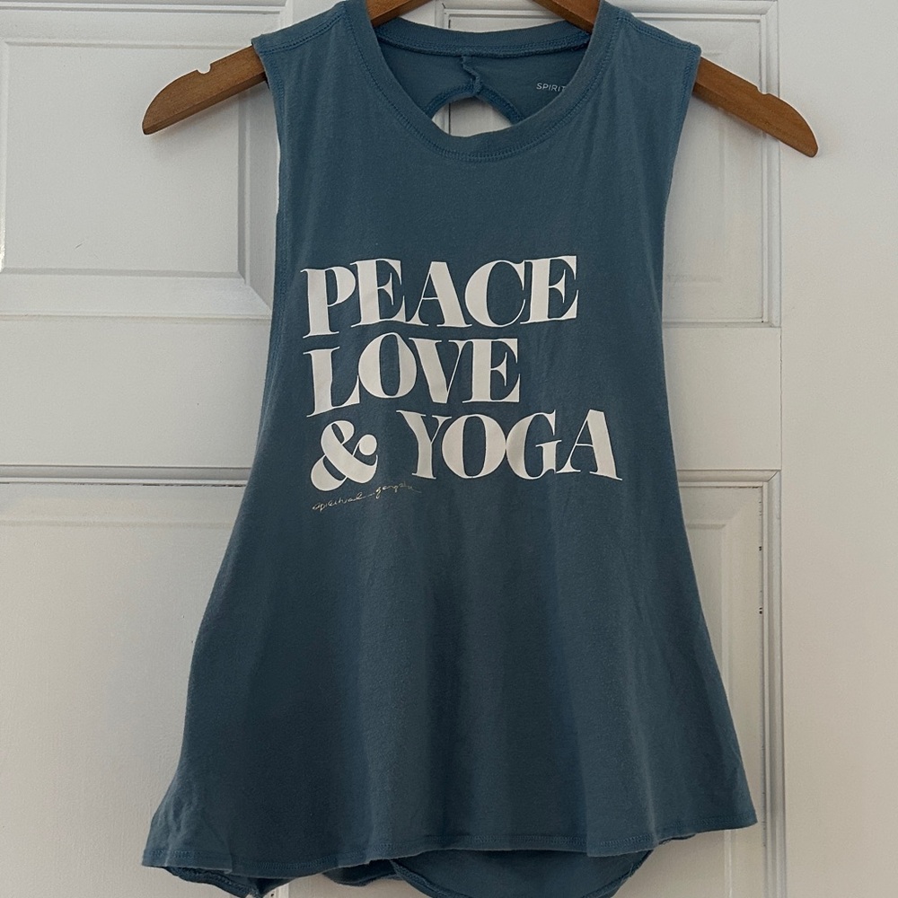 Spiritual Gangster Blue 'Peace Love & Yoga' Graphic Tank